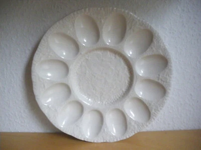 Keramik Eierteller Eierplatte Eier Servierteller creme weiß rund 28 cm 12 Eier - Bild 1 von 3