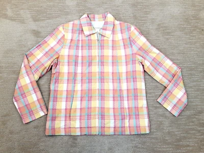 Draper's & Damon's女式M粉彩格子泡泡纱拉链前夹克春季 — 第 1/4 张图片