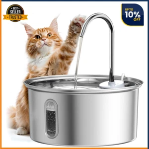 Stainless Steel Pet Water Fountain 108 oz/3.2L Automatic Cat/Dog Dispenser Bowl - Picture 1 of 24