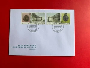 LIECHTENSTEIN 2003 FDC NATIONAL MUSEUM AMMONITE FOSSIL BAILIFF SHIELD VADUZ - Picture 1 of 1