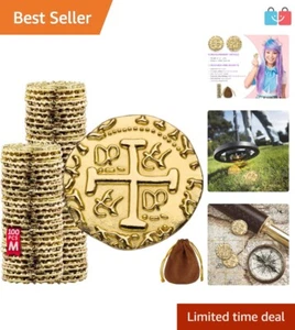 Authentic 100-Piece Gold Doubloon Set - Perfect for Cosplay and Treasure Hunts - Picture 1 of 8