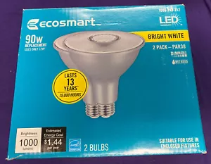 EcoSmart 90W Equivalent 12W LED PAR38 Light Bulb 2Pk Bright White 1000 Lumens - Picture 1 of 2