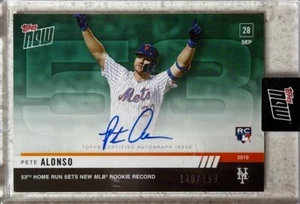 2019 TOPPS NOW #913A PETE ALONSO RC AUTO 53rd HR SETS NEW MLB ROOKIE RECORD /199 - Picture 1 of 1