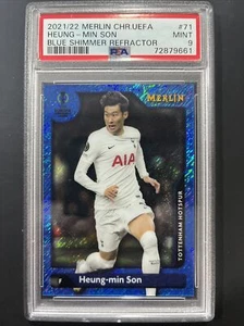 2021-22 Topps Merlin HEUNG-MIN SON refractor brillo azul SSP 50/75 PSA 9 ⚽️🔥 - Imagen 1 de 6