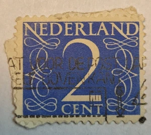 Netherlands Postage ~ 2¢ Blue Stamp ~ Posted/Used ~ c.1955 ~ 03 - Picture 1 of 6