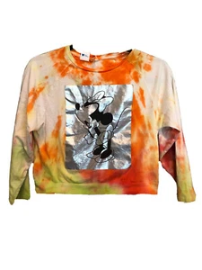 Zara Girl’s size 10 Orange and Yellow Metallic Silver Mad Minnie Sweatshirt - Picture 1 of 5