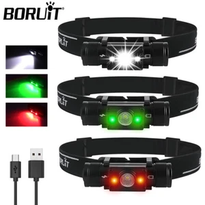 BORUiT 7 Modes LED Headlamp Head Torch Rechargeable Light Lamp Headlight Camping - Picture 1 of 94