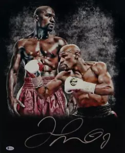 Foto corta rossa firmata Floyd Mayweather 16x20 vs doppia immagine - Beckett Auth - Foto 1 di 5