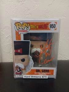 Kent Williams * Signed Funko POP #950 Dragon Ball Z Dr. Gero -w/Protector (JSA) - Picture 1 of 4