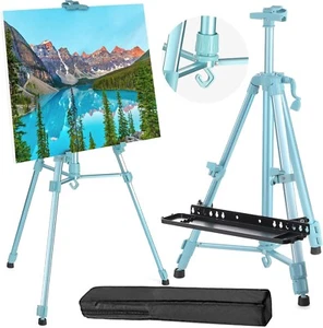 Aluminum Metal Adjustable Art Easel for Painting Canvases Height from 20" to 61" - Picture 1 of 7
