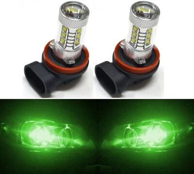 LED 80W H9 Green Two Bulbs Head Light High Beam Replacement Show Use Lamp - Image 1 of 4