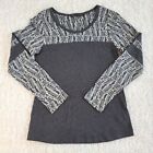 Prana Size XS Long Sleeved Scoop Neck Tee Shirt Grey and Black