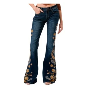 Jeans denim GRACE IN LA ricamati bootcut gamba hi rise - taglia 30/33 stivale fienile - Foto 1 di 15