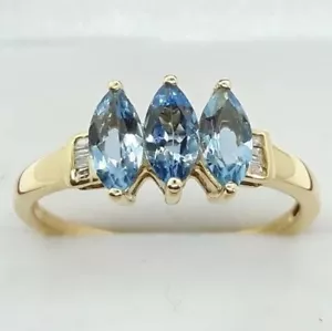 18ct Yellow Gold 1.05cts Natural Blue Apatite & Diamond Ring, Fully hallmarked - Picture 1 of 8