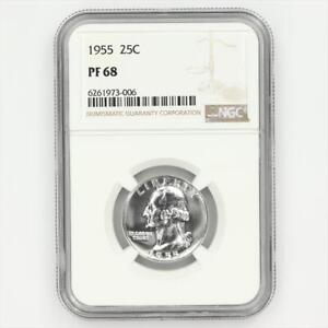 1955 25c Washington Silver Quarter PROOF - NGC PR68