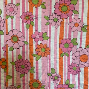 Vtg Bedspread 60s 70s Mod Flower Power Bedspread Blanket King Rare MCM Granny - Picture 1 of 5