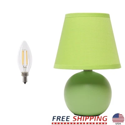 Compact Ceramic Table Lamp W/ LED Bulb Energy Efficient Nightstand Lighting New - Image 1 of 4