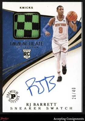 2019-20 Immaculate Sneaker Premium RJ Barrett RPA Rookie SHOE PATCH AUTO 26/40 - Image 1 of 2
