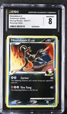 CGC 8 Houndoom 4 65/111 Reverse Holo Rising Rivals Pokemon Card 2009 - Image 1 of 2