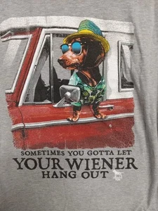 Camiseta De Colección Your Wiener Hangs Out Dachshund Para Hombre, Talla X Grande Humor Cómic - Imagen 1 de 7