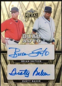 Brian SNITKER Dusty BAKER 2024 Leaf Metal DUAL AUTO Gold Vinyl 1/1 Braves Giants - Picture 1 of 2