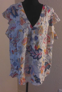 CYNTHIA ROWLEY BLUSE V-AUSSCHNITT GEBLÜMT GRÖSSE 3X NEU MIT ETIKETT333 - Bild 1 von 5