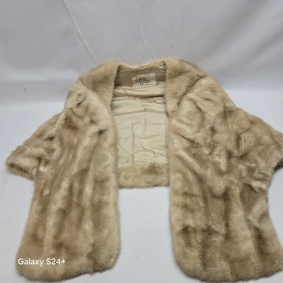VINTAGE Mink Stole Scarf Fur Cape Shawl Fur Opera Ball Carmel Beige - Image 1 of 4