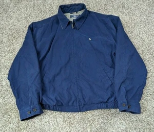 Polo Golf Ralph Lauren Bomber Jacket Mens Large Blue Full Zip Houndstooth Lined - Picture 1 of 8