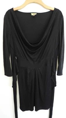 ISSA Black Pure Silk Jersey 3/4-Sleeve Knee-Length Dress with ties, Size UK 14 - Image 1 of 4