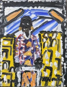 Alyne Harris African American Florida Outsider Black Folk Artist Oil Painting - Picture 1 of 6