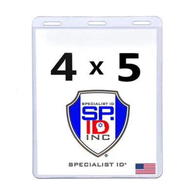 2 Pack - 4x5 Badge Holder Clear - USA Made - Large Badge Protector for ID Cards - Image 1 of 4
