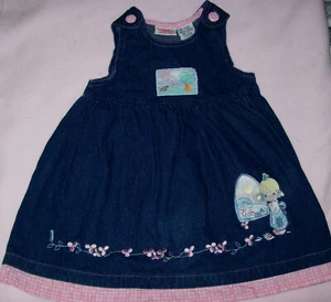 Girl 2T: PRECIOUS MOMENTS Vintage Y2K Embroidered DENIM JUMPER DRESS 100% Cotton - Picture 1 of 5