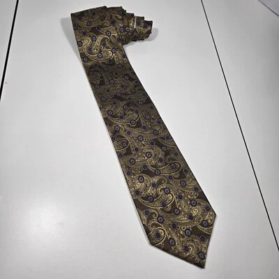 Corbata cuello seda Roundtree & Yorke edición limitada #8/44 cosida a mano cachemira dorada Foto 1 de 4