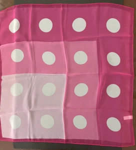 Mod Shades of Pink Squares Dots Chiffon Scarf Japan 26 x 26 Barbie - Picture 1 of 3