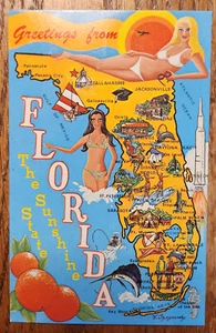 Mapa postal Saludos desde Florida State PC 1960 Koppel color sin usar - Imagen 1 de 1
