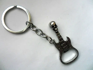 Rock Music Skull Guitar Bottle Opener Keyring - Picture 1 of 2