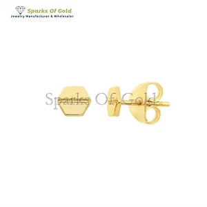 Massive 14K Gelbgold Sechseck Schraube Ohrstecker Mini Ohrstecker Partykleidung Schmuck - Bild 1 von 2