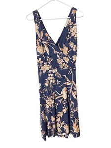 LOFT Floral Sleeveless Dress Women’s  12 V Neck Open Mid-back Cottagecore Comfy - Picture 1 of 16