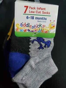 Baby Boys Low Cut Socks Dinosaurs/Spaceship 7 Pairs - BRAND NEW - HUGE DISCOUNT - Picture 1 of 2