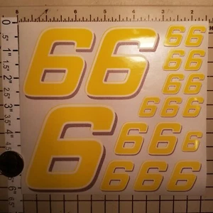 Yellow w/white & lavender  #6's  Racing Numbers Vinyl Decal Sheet 1/10-1/12  - Picture 1 of 11