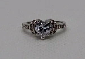 2 Ct Cubic Zirconia Sz 6 Heart Cut Sterling Silver Solitaire CZ Engagement Ring - Picture 1 of 5