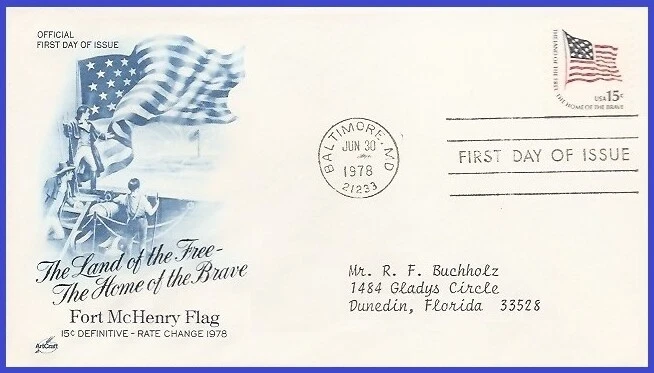 USA4 #1618C ADDR ARTCRAFT FDC   Fort McHenry  Flag - Image 1 of 1