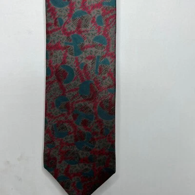 Corbata para hombre Harve` Bernard 3 1/2” 100 % seda marrón azulado rojo corbata abstracta Foto 1 de 4