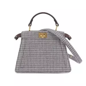 FENDI Peekaboo ISeeU Petite Hand Shoulder Bag Canvas Plaid 8BN323 90214130 - Bild 1 von 11