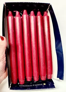 Vela colonial velas cónicas gruesas de 10 pulgadas caja abierta de seis rojo arándano - Imagen 1 de 9