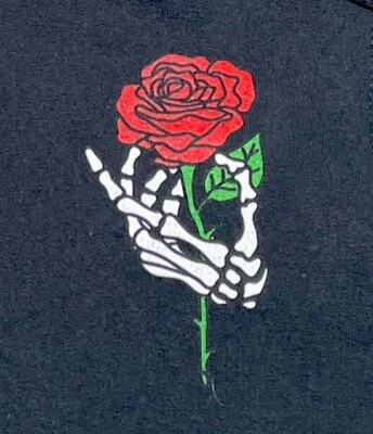 Hoodie Womens Small Skeleton Hand Rose Flower Black Long Sleeve Goth Sweatshirt - Image 1 of 4