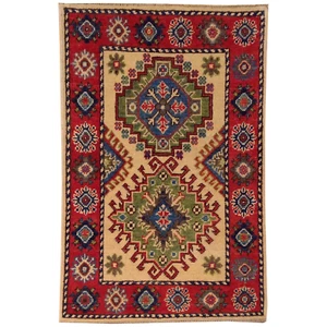 Alfombra oriental tribal fina anudada a mano hecha a mano de lana kazaja (talla 2.1 X 3.1) Brral - Imagen 1 de 6