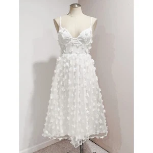LULUS Whimsical Wishes weißes 3D Blumen Bustier Midikleid Größe S - Bild 1 von 8