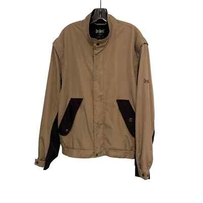 FootJoy DryJoys Brown Black Full Zip Snap Rain Jacket Zip Off Sleeves Large — 第 1/4 张图片