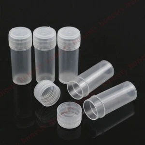 50Pcs Plastic Sample Bottle 5ml Test Tube Small Bottle Vial Storage Container - Picture 1 of 8